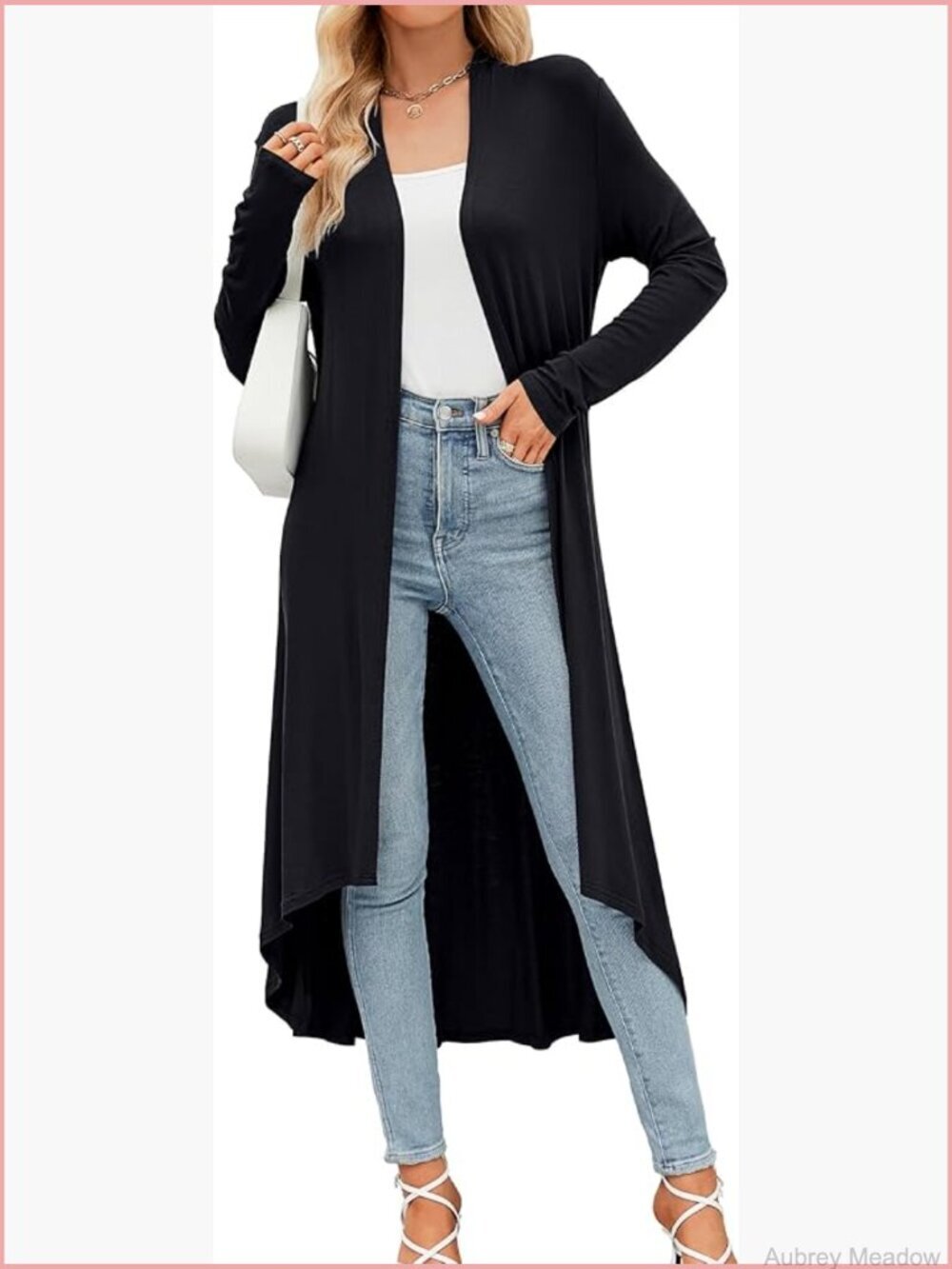 Women's Open Front Long Drape Maxi Cardigan with Pockets S-3XL